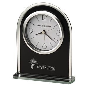 Howard Miller Ebony Luster Glass Arch Clock w/ White Dial