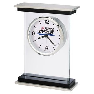 Howard Miller Bryant glass, wood and metal tabletop clock (fulll custom dial)