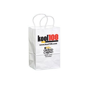 White Kraft Custom Paper Shopping Bag (5.5"x3.25"x8.25")