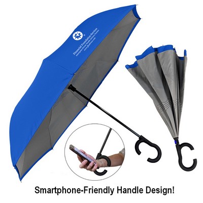 The ViceVersa Inverted Umbrella with Smartphone-Friendly Handle - Manual-Open, Reverse Close