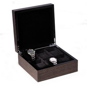 High lacquered Italian veneer watch box with storage for up to six watches