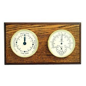 Tide Clock w/Thermometer & Hygrometer - Oak