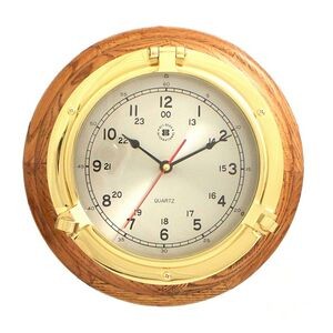 Oak Wood Porthole Clock