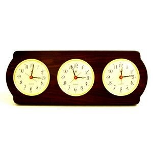 Three Time Zone Clock - Ash