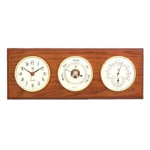 Clock, Barometer & Thermometer w/Hygrometer - Oak