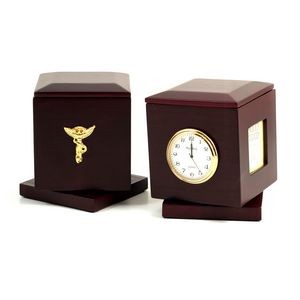 "Chiropractor" Desk Cube w/Clock & Frame