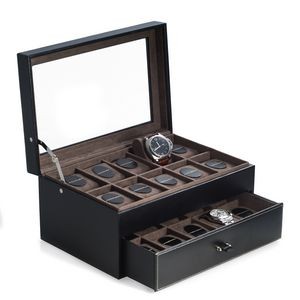 Black Leather 20 Watch Box