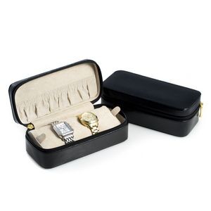 Watch & Bracelet Box - Black Leather