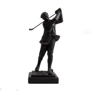 Large Golfer Sculpture On Marble Base (14"x5 1/2"x5")