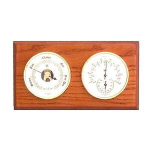 Barometer w/Thermometer & Hygrometer - Oak