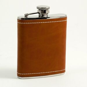 6 Oz. Tan Leather Flask