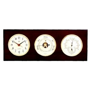 Clock, Barometer & Thermometer w/Hygrometer - Mahogany