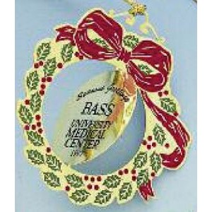 Custom 3D Brass & Silk Screen Decorated Ornament (Wreath)