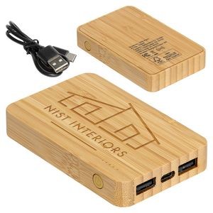 FSC® Bamboo 5000mAh Dual Port Power Bank with Wireless Charger