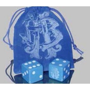 Custom Dice Bag Set - 1" Opaque Dice Pair in Velveteen Drawstring Bag