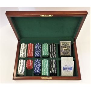 Cherry Wood Poker Chip Case (250 Chip Capacity)