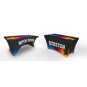 4' Stretch Table Cover @ 36"H, 3-Sided/Open Back - Fully Dye Sublimated