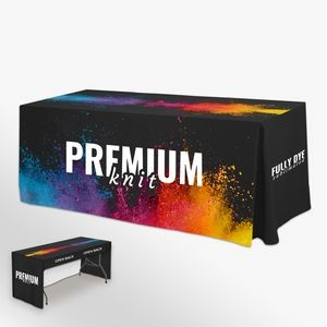 Premium 4' Fitted Table Cover, 3-Sided/Open Back - Fully Dye Sublimated