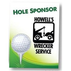 Hole Sponsor Golf Sign w/Golf Ball on Tee (Vertical, 12"x18")