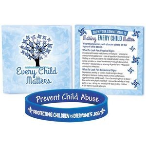 Protecting Children Is Everyone's Job Awareness Silicone Bracelet w/Prevention Tips Card Pack of 10