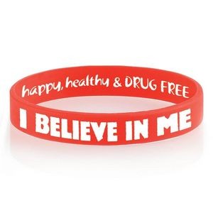 I Believe In Me: Happy, Healthy, & Drug Free 2-Sided Silicone Awareness Bracelet (Pack of 25)