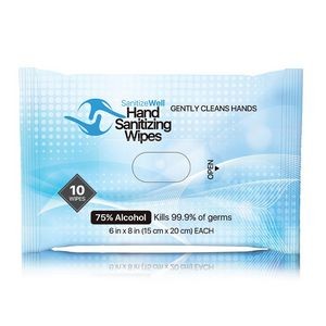 Sanitize Well 10 Pack 75% Alcohol Antibacterial Wet Wipes