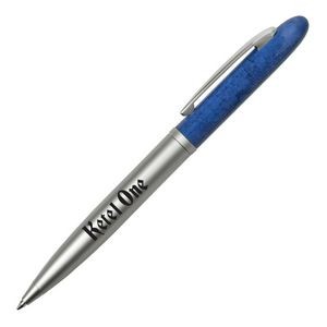 Bullet Ballpoint Pen w/ Silver Barrel & Contrast Cap