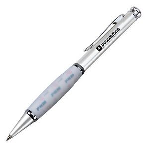 Translucent Rubber Grip Ballpoint Pen w/Satin Silver Barrel