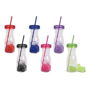 30 Oz. Carafe Style Water Bottle w/Matching Ice Straw & Ice Cubes