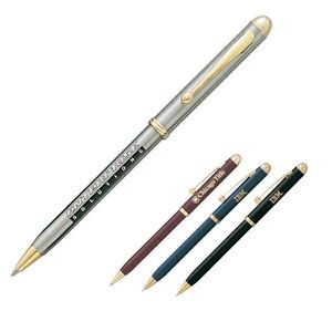 Apex Brass Ballpoint Pen w/Dome Plunger & Gold Trim