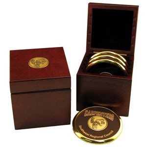4.25" Wood Coaster Box w/Medallion