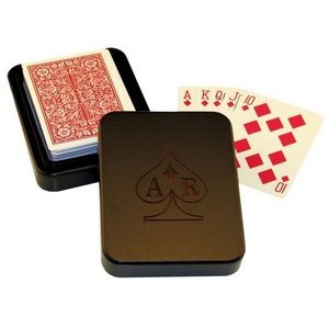 Wood Single Deck Playing Card Box w/Cards