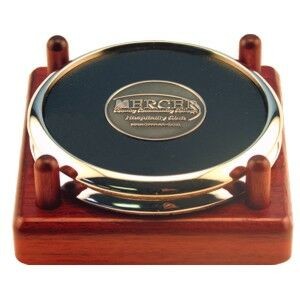 Metal & Leather 2 Coaster Set w/Die Cast Coin