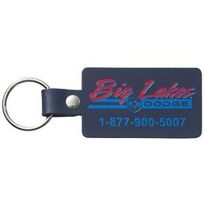 Large Rectangle Bonded Leather Riveted Key Tag (1 1/2"x3 1/4")