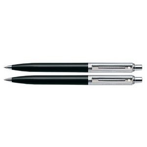 Sheaffer® Sentinel® Black Barrel Pen & Pencil Set w/Brushed Chrome Cap