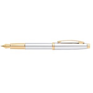 Sheaffer® 100 Bright Chrome Fountain Pen with Gold Tone Trims