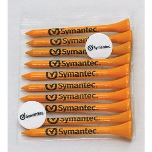 Golf Tee Polybag Combo Pack with (10) 3 1/4 Inch Tees and (2) Ball Marker