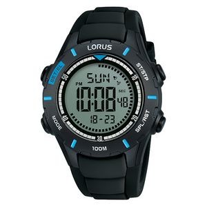 Lorus R2367M Digital Chronograph Unisex Sports Watch - Black & Blue
