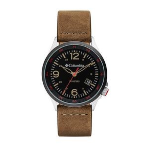 Canyon Ridge Black 3-Hand Date Camel Leather Watch
