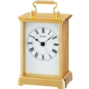 Seiko QHE093G Mantel Clock - Gold & White