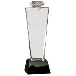 11" Crystal Diamond Top Award on Black Pedestal Base