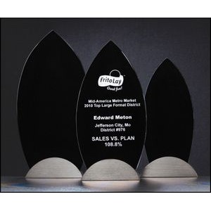 Flame Series Glass Award w/Gun Metal Finish Base (4.5"x9")