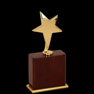 Rosewood and Gold Polished Metal Star Award - Large