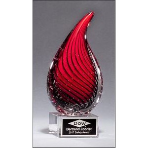 Glass Droplet Shaped Award w/ Glass Base