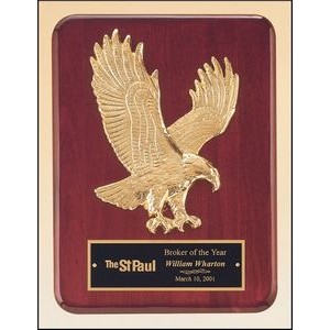 Rosewood Stained Piano Finish Plaque w/Goldtone Eagle Casting