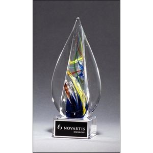 Flame-Shaped Art Glass Award on Clear Glass Base