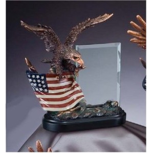 Eagle Flag Glass Plaque Award (10" Tall)