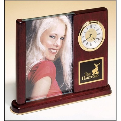 Desk Clock w/Glass Picture Frame (4"x6")