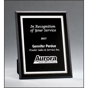 Black Glass Plaque with Silver Border (7"x9")