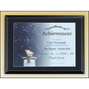 Black glass certificate plaque with easy open and close backing